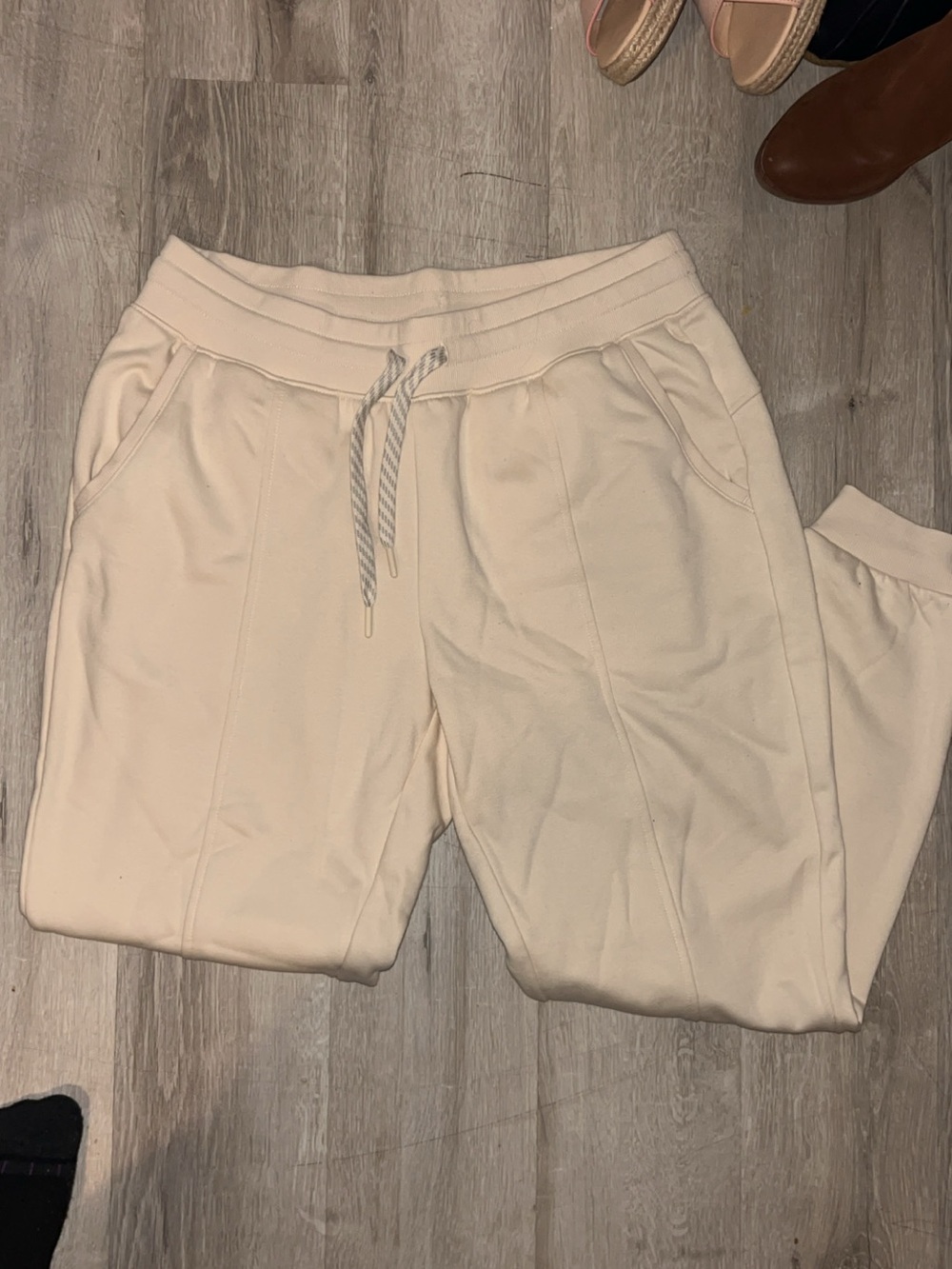 bcg Cream Pull-On Jogger Pants with Striped Drawcord